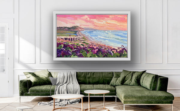Framed canvas reproduction of “ View from old Del Mar”