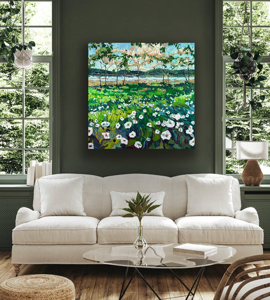 Framed limited canvas reproduction of “Lagoon in Bloom”