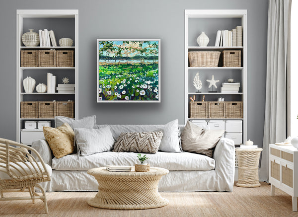 Framed limited canvas reproduction of “Lagoon in Bloom”